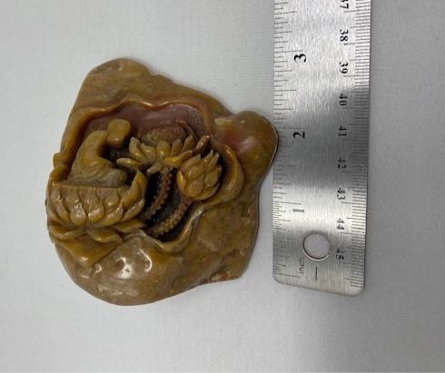 Thumbnail: Chinese Carved Soapstone Seal : Buddha with Lotus