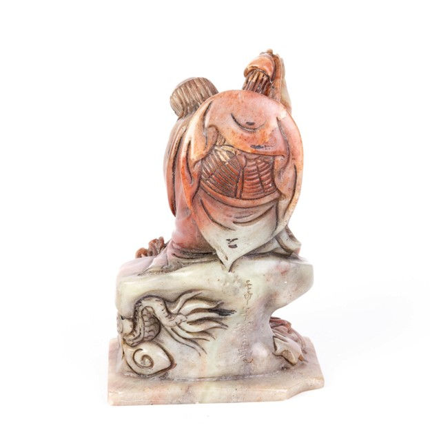 Thumbnail: Chinese Carved Soapstone Seal : Man with Dragon