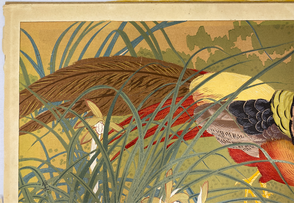 Thumbnail: Tsuchiya Rakuzan : Spring Orchid and Golden Pheasant (Late Spring)