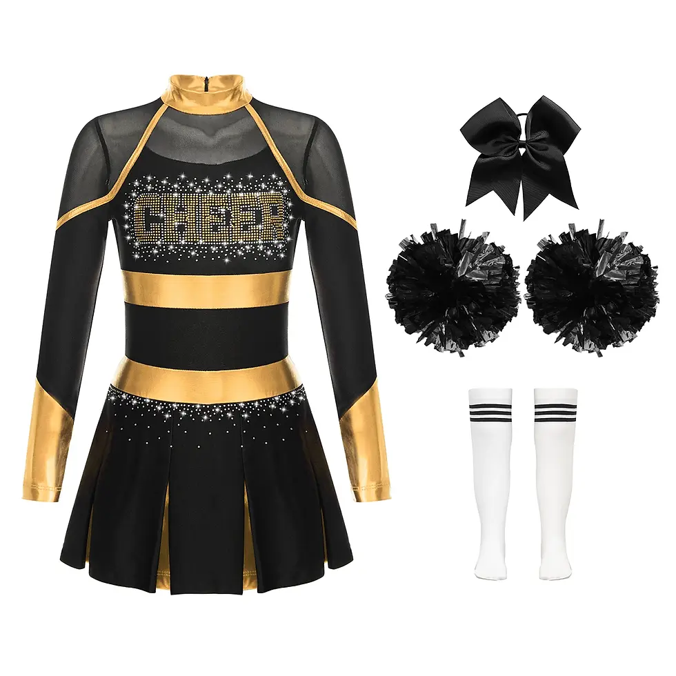 Thumbnail: Kids Girls Cheerleading Uniforms School Cheer Dance Outfit Cheerleader Costume