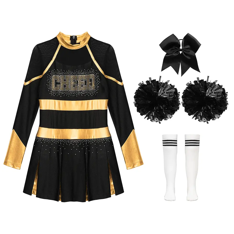 Thumbnail: Kids Girls Cheerleading Uniforms School Cheer Dance Outfit Cheerleader Costume