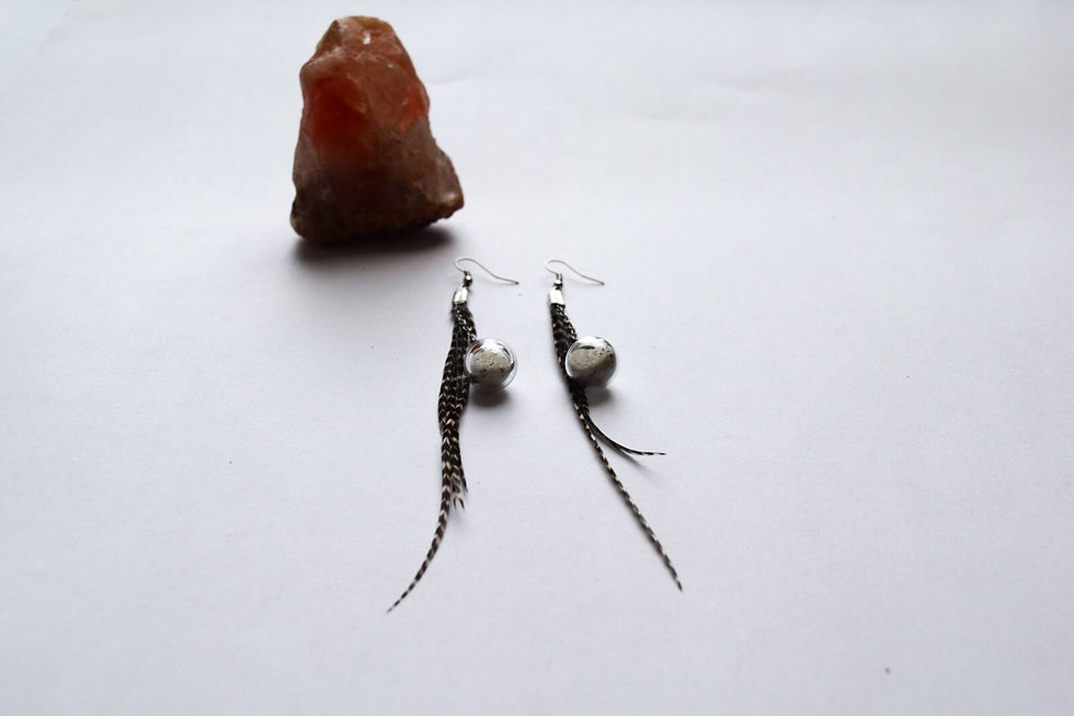 Miniature : Boucles d'oreilles en plumes et sable blanc