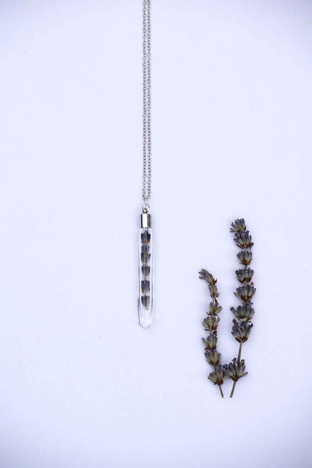 Glass pendants filled with lavender