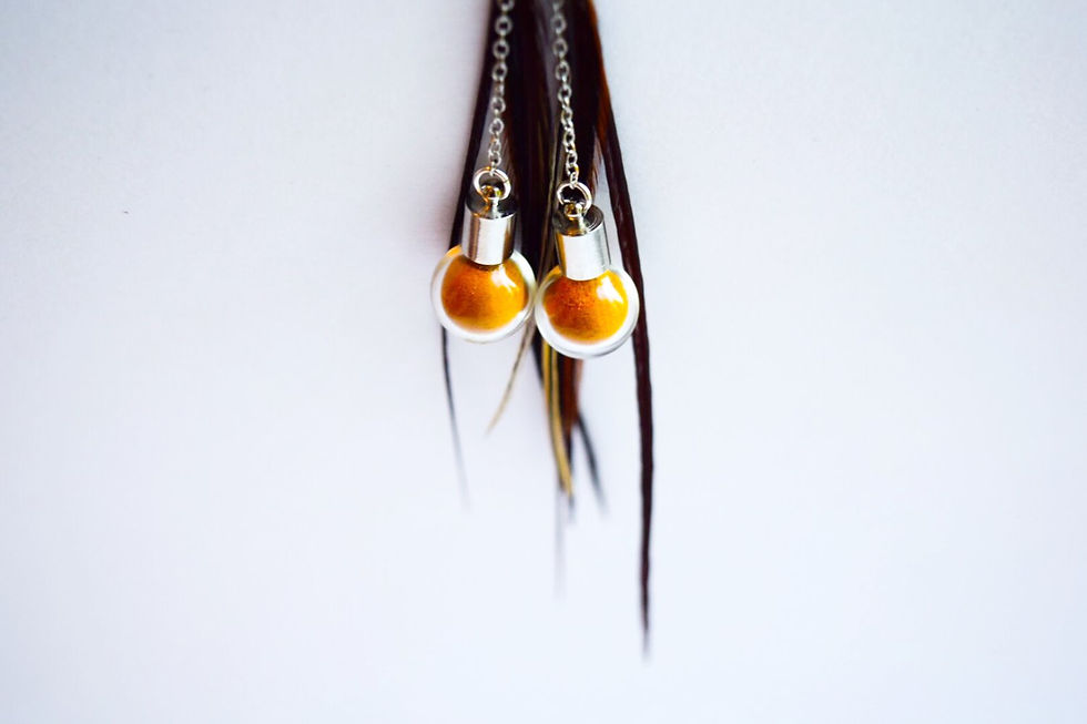 Thumbnail: Feather and Tumeric earrings