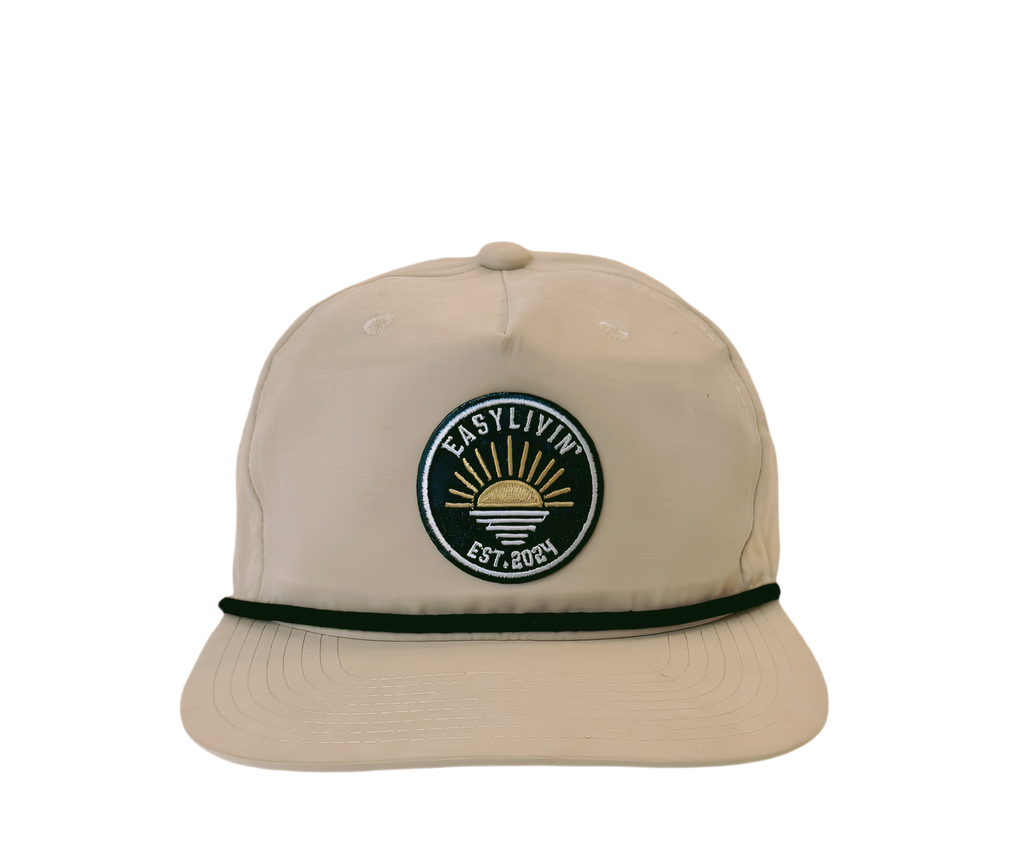 Sunset Rope hat from Easylivin, front view, in colors Birch and black