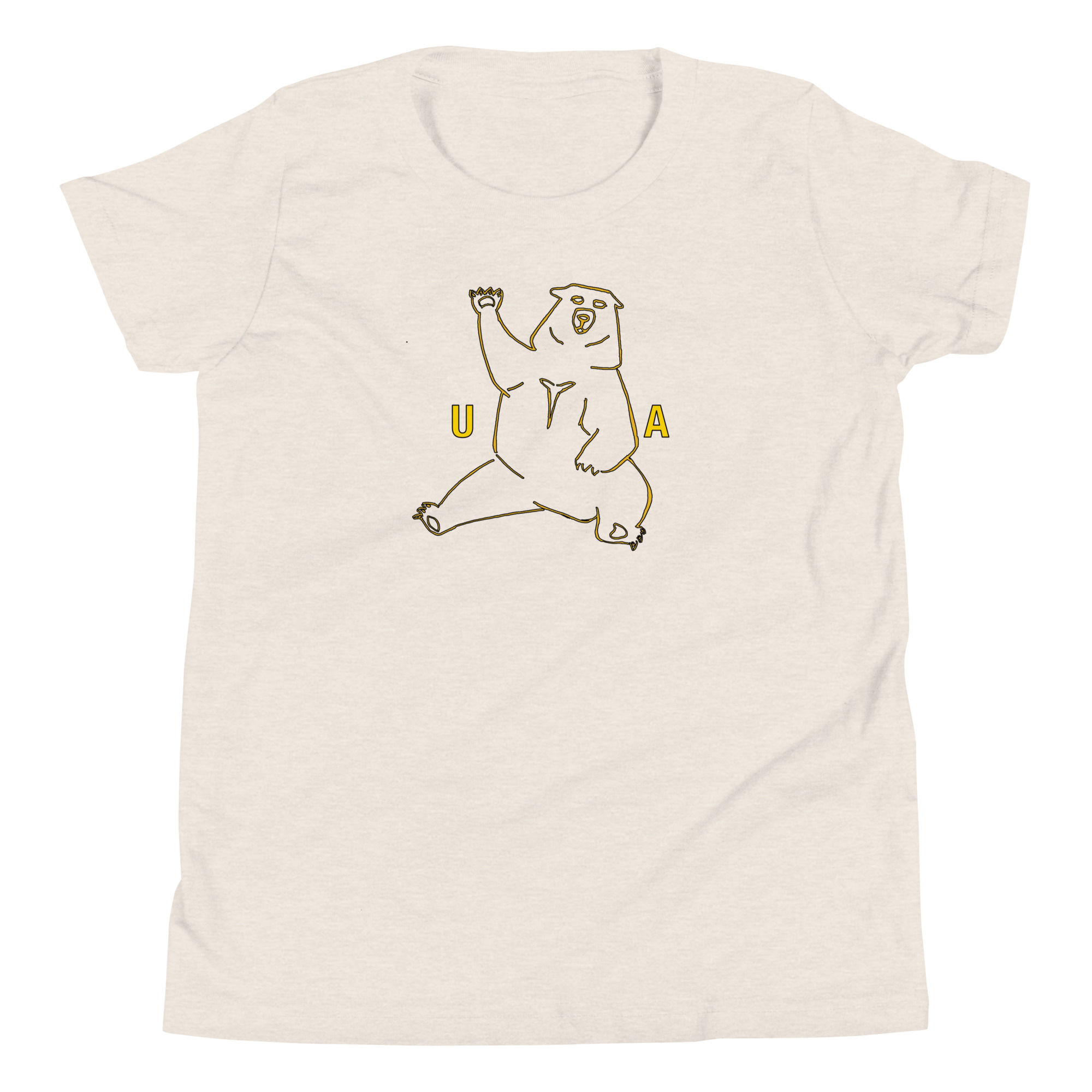 Upper Arlington bear tee. UA. Back to school tee. a bear waving hello, cute kids tee