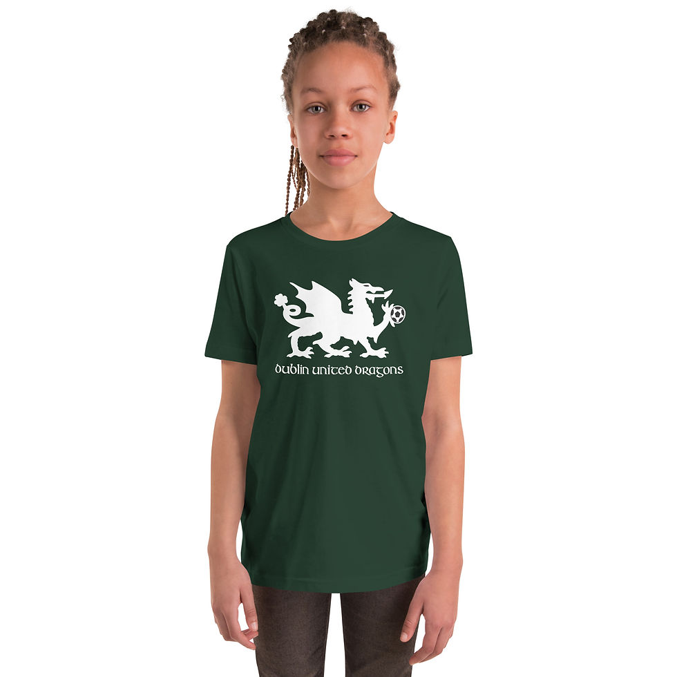 Dublin United dragons is a soccer team. This is custom apparel for the team. Youth tee