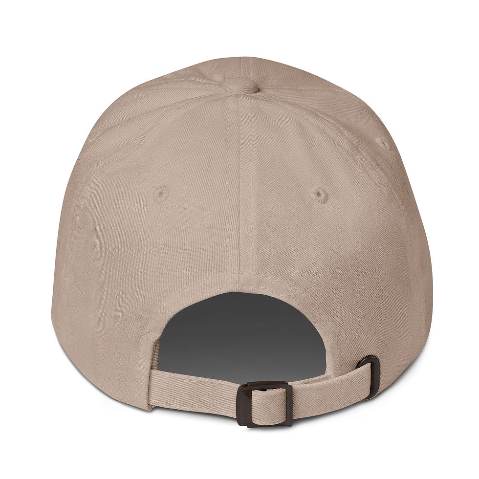 Thumbnail: Dad hat with a cursive "This is Easylivin" written on the front in white. the perfect hat to wear when enjoying relaxing times. adjustable back. khaki color