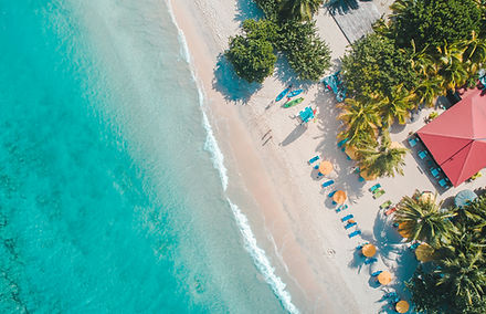 Caribbean beach resort from above