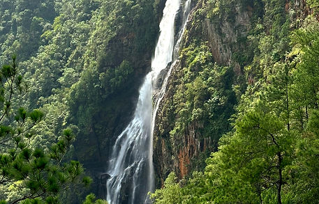 Tall waterfall in Belize, Central America
