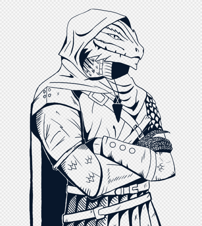 Dragonborn Rouge (line art)