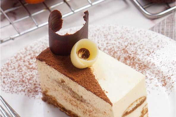 Tiramisu with cream in medium size