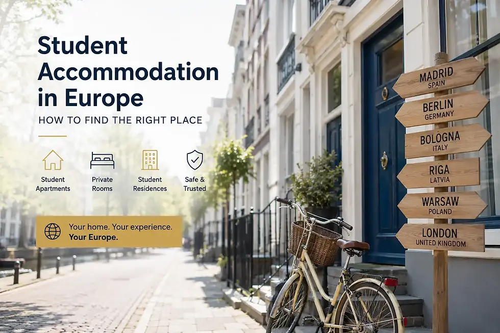 Student accommodation in Europe with student apartments, private rooms and residences across popular European university cities