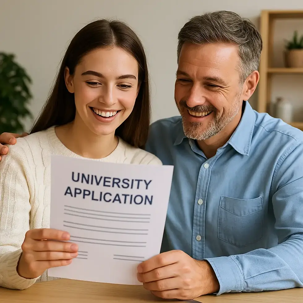 Student with a parent preparing a dentistry application for a Spanish university with Desire2Study’s guidance.
