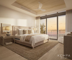 Primary bedroom in beachfront penthouse at Kimpton Seafire Seven Mile Beach Grand Cayman