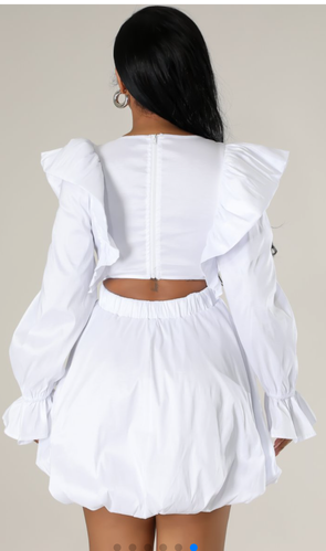 HYKE 25SS COTTON BALLOON SLEEVE DRESS　白2 H&M IVORY OFF WHITE BALLOON SLEEVE COTTON KAFTAN MAXI DRESS