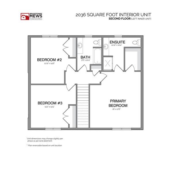 Bradstones MEWS - Interior Unit - 2036 sq ft - Second Floor