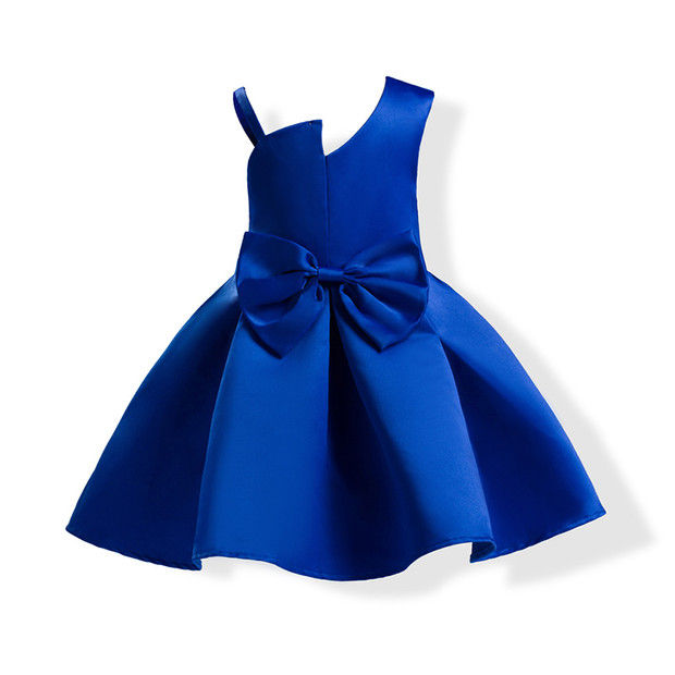 European Style Solid Bow Tie One Shoulder Dress