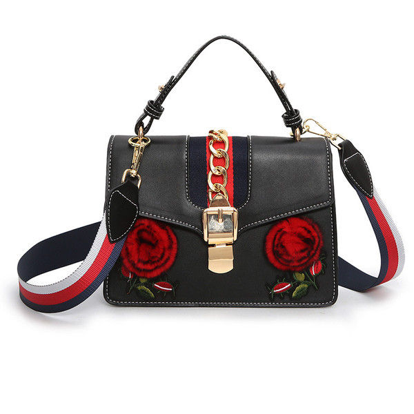 Thumbnail: Rose Embroidery Shoulder Bag