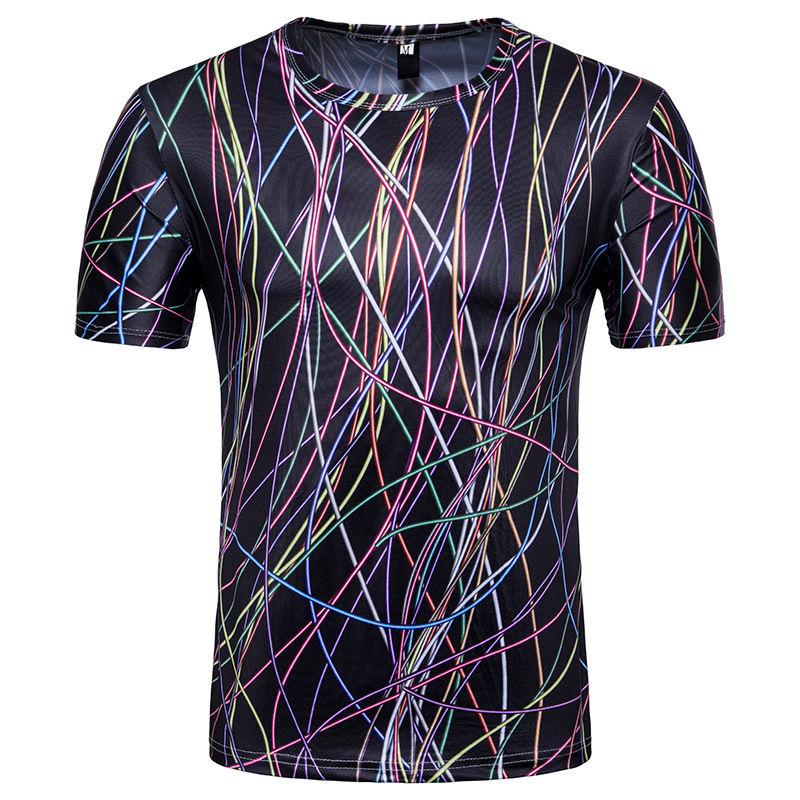 Colorful Lines Printing Sporty Tee