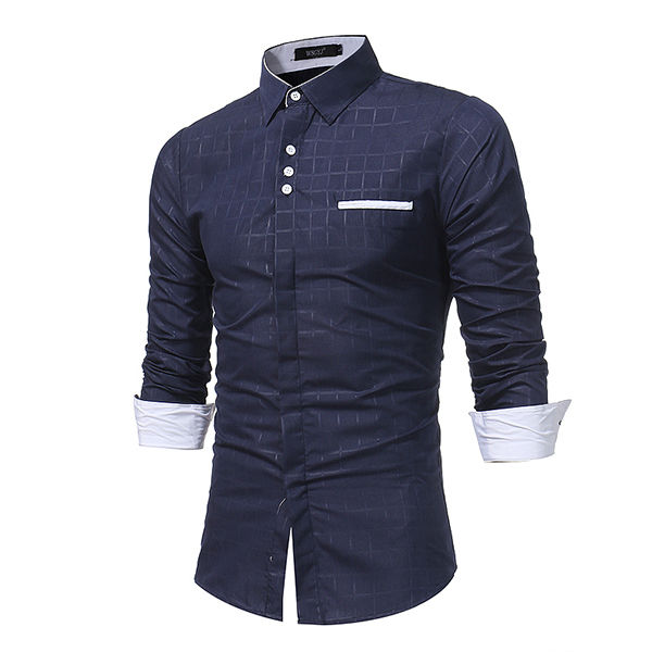 Plaid Lapel Simple Design Fitted Shirt