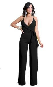 Thumbnail: Spaghetti Strap V Neck Long Pants Rompers Jumpsuit