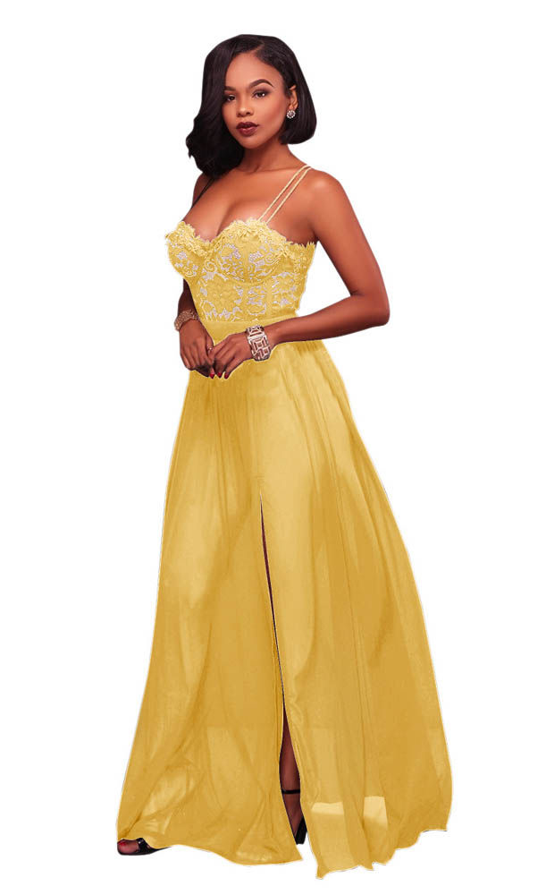 Thumbnail: Lace Chiffon Patchwork Evening Dress