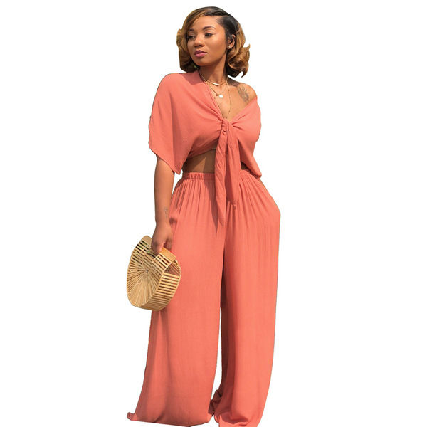 Thumbnail: V Neck Bandage Palazzo Set