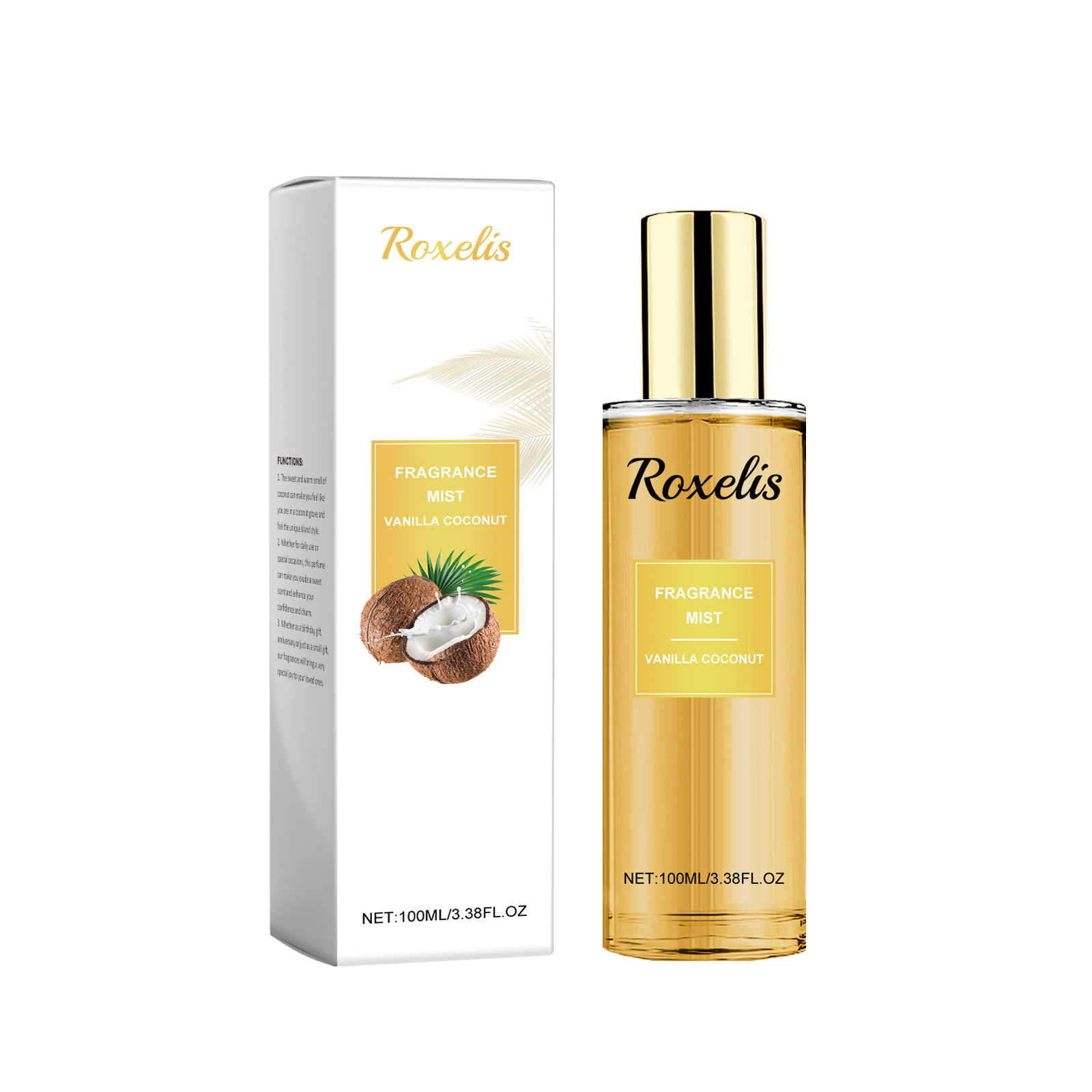 Roxelis Vanilla Coconut Body Spray – Long-Lasting Tropical Fragrance