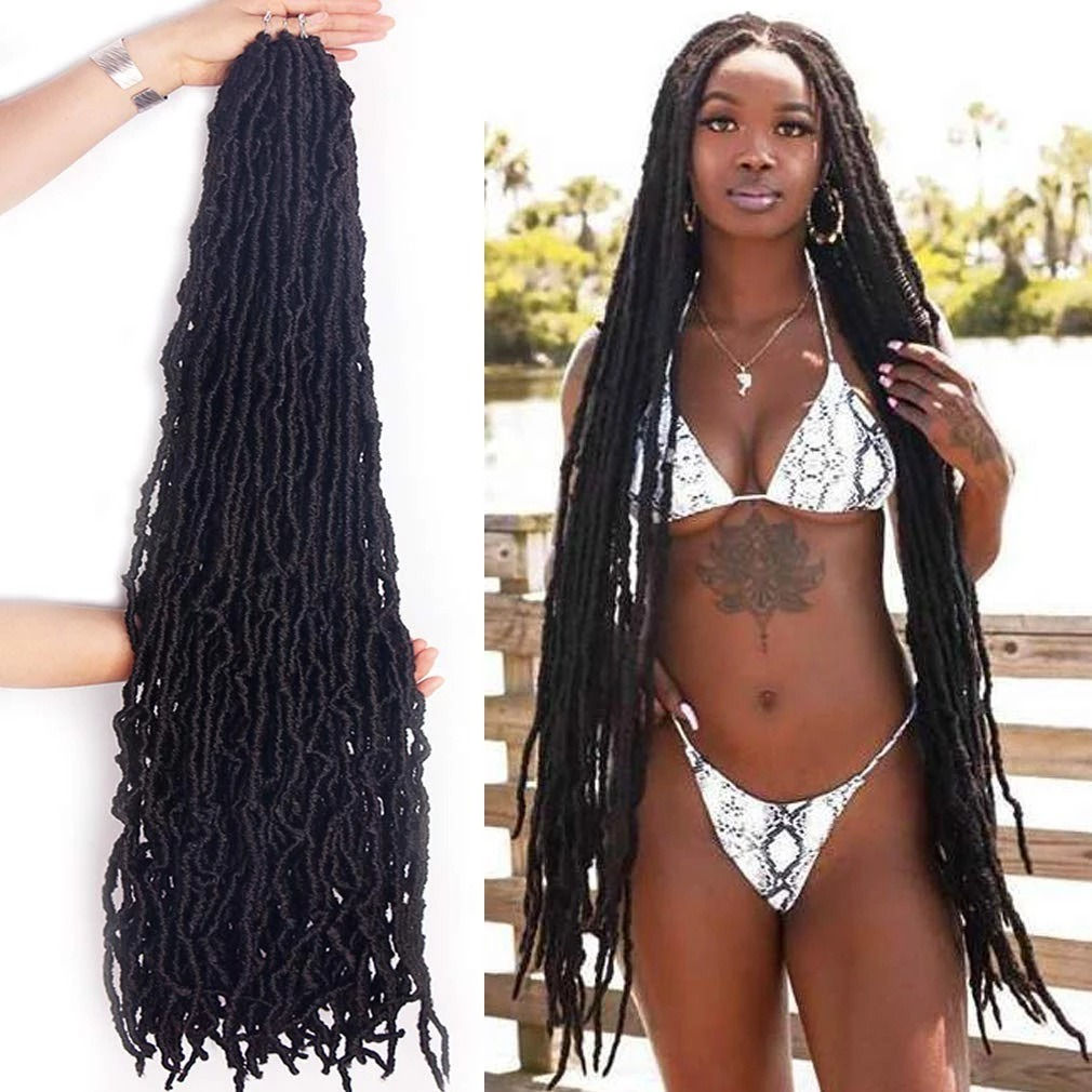 36-Inch Nu Locs Crochet Hair - Japanese Silk Earthworm Curve Braids