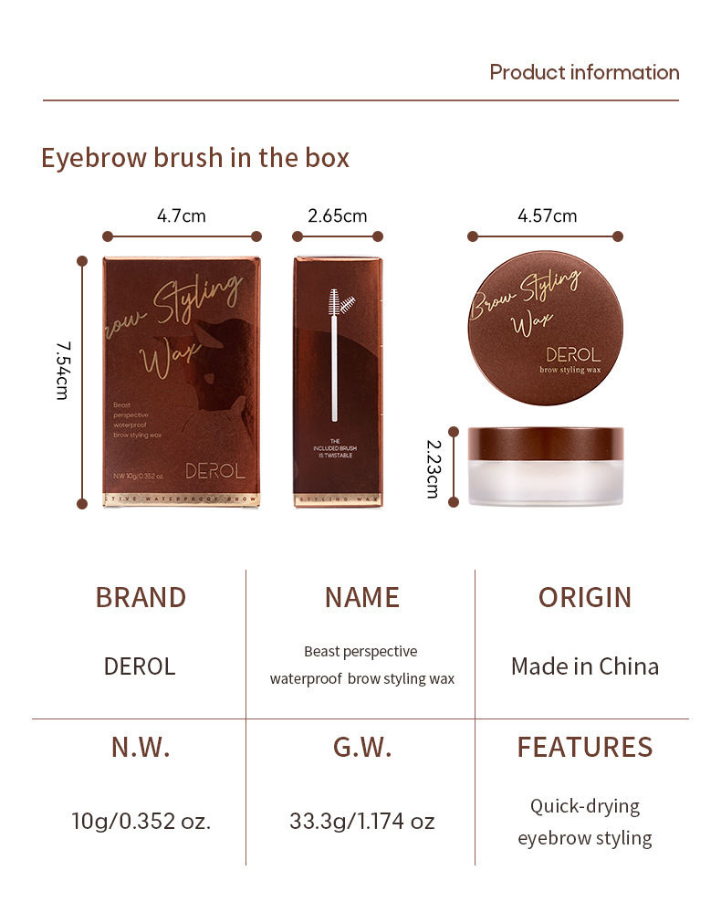 DEROL Waterproof Eyebrow Shaping Cream - Long-Lasting "Wild Brow" Sculpting Wax