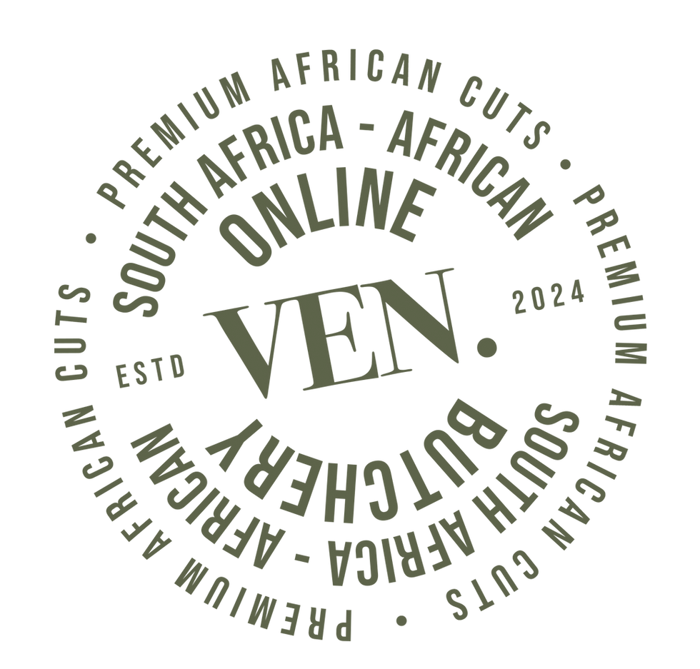 VENISON Premium African Game circular brand badge - Naturally sourced, ethically harvested, fully traceable