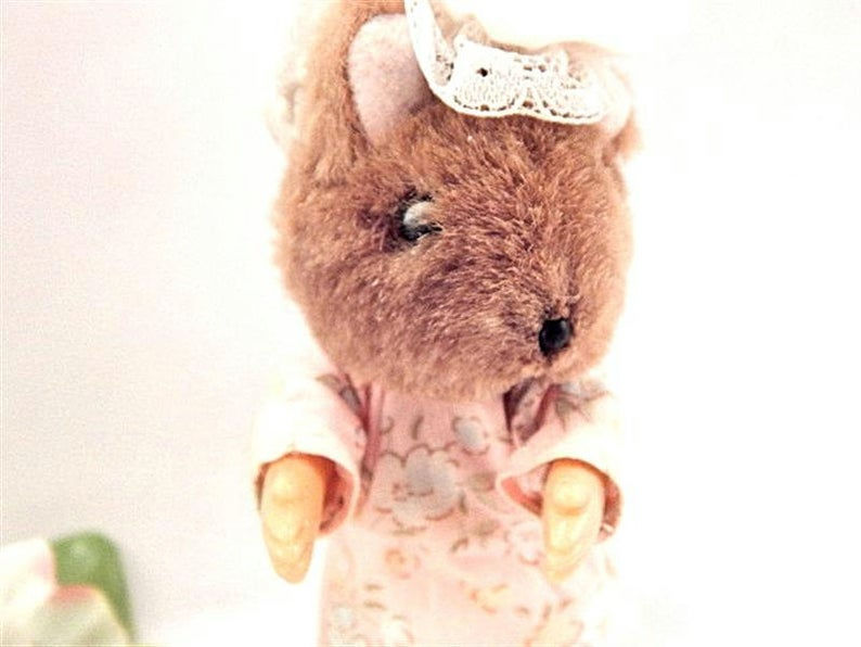 Thumbnail: Lady Mouse Plush Stuffed Animal Beatrix Potter Mop Cap Character Vintage 1985