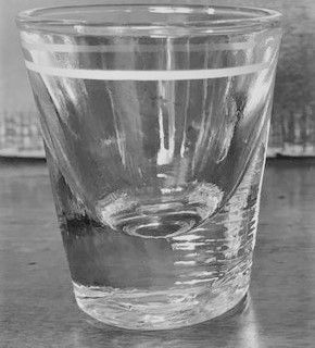 Thumbnail: Vintage Libbey Shot Glass made in  the USA Trademark script  ‘L’  on the bottom appears backward to left-to-right readers but