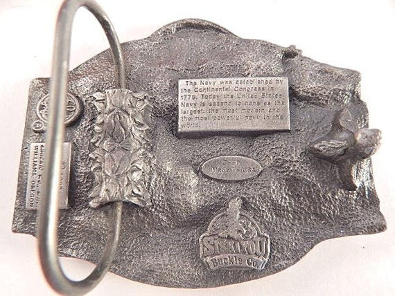 Thumbnail: vintage, jewelry, mens, accessory, belt, buckle, war, military, siskiyou, , pewter, us navy, navy   Mens Belt Buckle US Navy