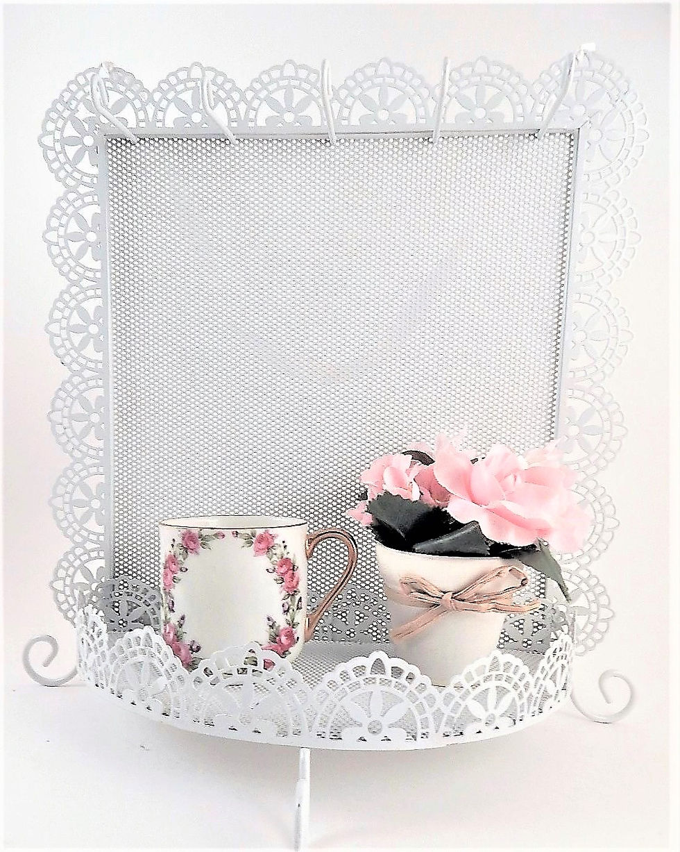 Thumbnail: Very pretty multi-use jewelry storage rack. Five (5) hooks for necklaces and bracelets.  MANY holes for fishhook earrings. Sh