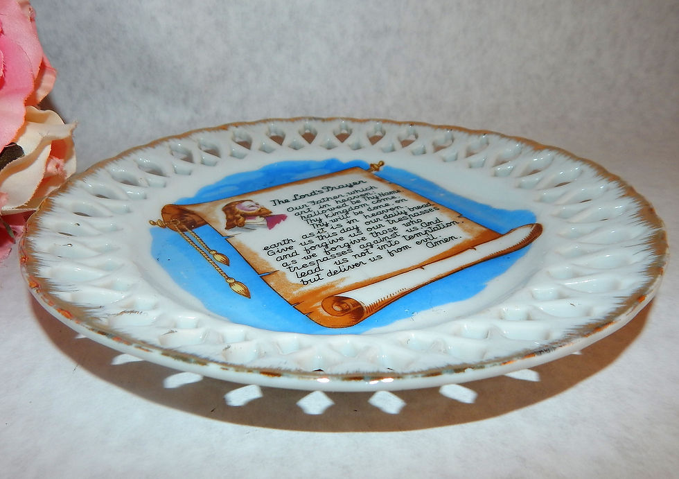 Thumbnail: The Lords Prayer Plate Porcelain Wall Hanging Vintage 1960s Bradley Exclusives