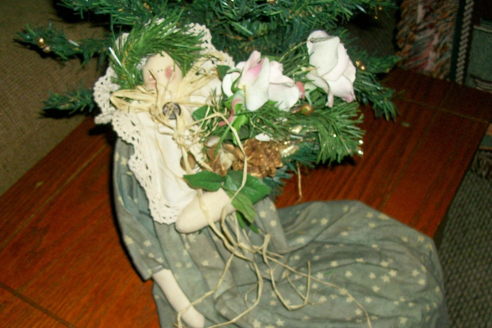 Thumbnail: Angel Rag Doll Handcrafted Long Legged Country Girl Shelf Sitter Soft Sculpture Winter Decor