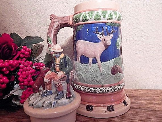 Indexkép: Beer Stein Ceramic Mug German Woodland Scene Hand Painted Decorative Barware Collectible Vintage Home Decor