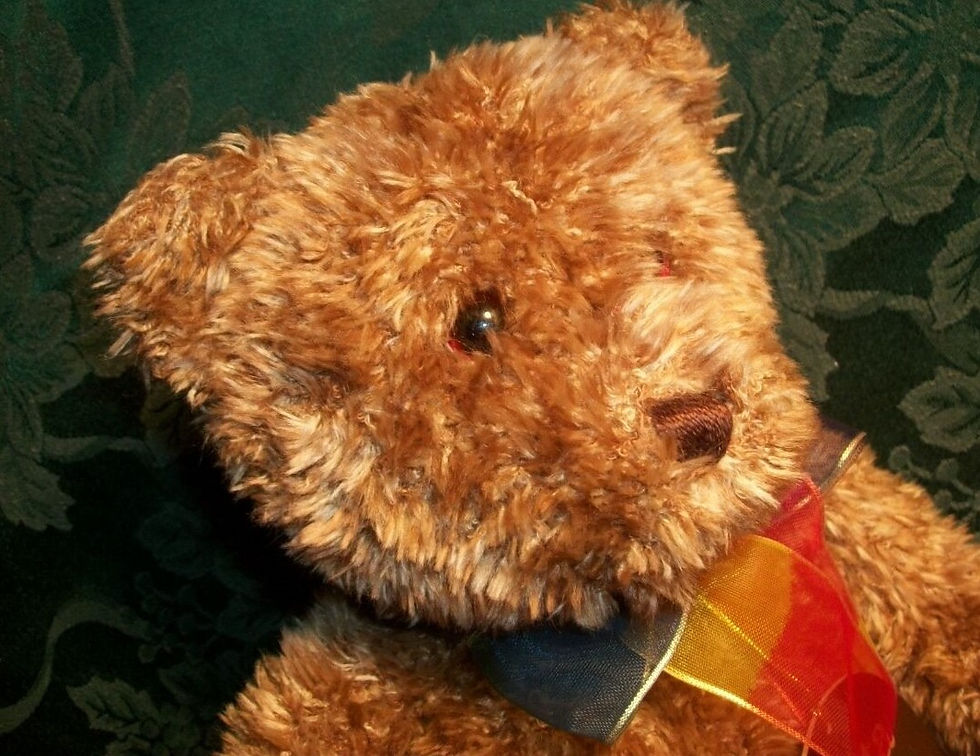 Thumbnail: Gund Bearessence, Stuffed Animal, Plush Bear, Rainbow Ribbon,   Hangtag and tush tag  15" Brown Fuzzy Stuffed Bear