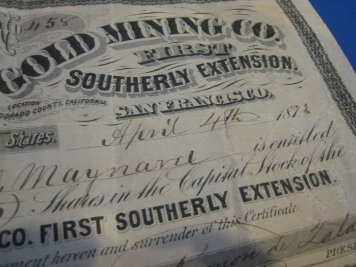 Thumbnail: GOLD MINING STOCK CERTIFICATE ELDORADO COUNTY CA