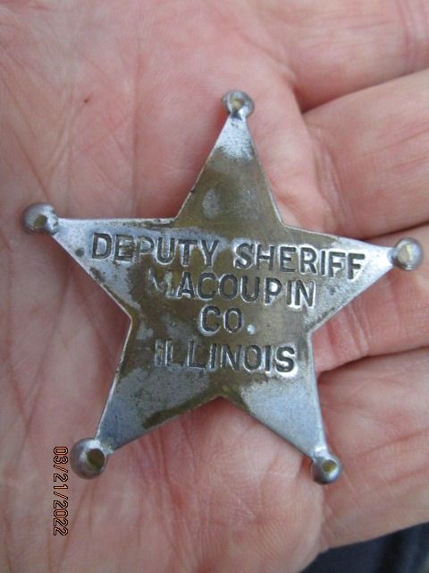 Thumbnail: Vintage Badge DEPUTY SHERIFF Macoupin County ILLINIOS Maker Marked