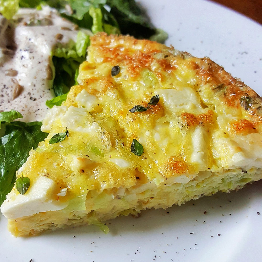Crustless Leek & Goat Cheese Pie Keto Low Carb Gluten Free