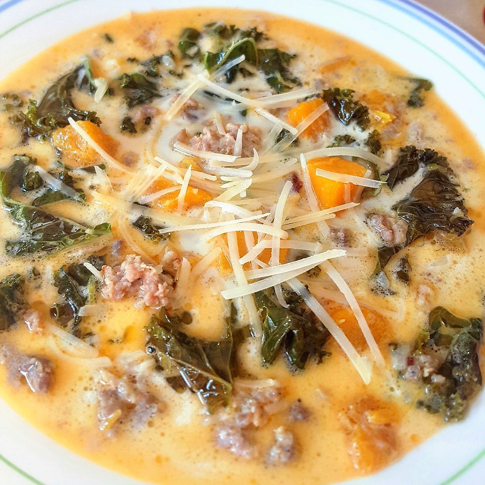 Pumpkin, Sausage & Kale Soup | Low Carb |Keto