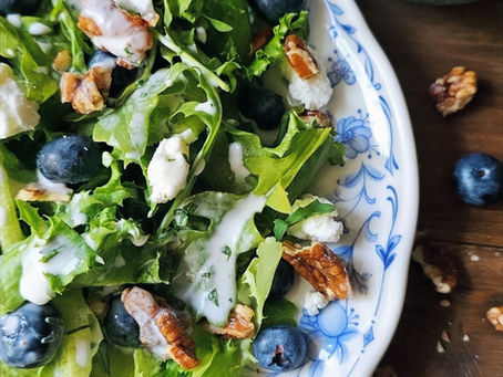 Blueberry Goat Cheese Salad with Creamy Tarragon Dressing