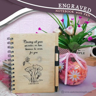 Thumbnail: Inspirational Laser Engraved Bamboo Notebooks with pen