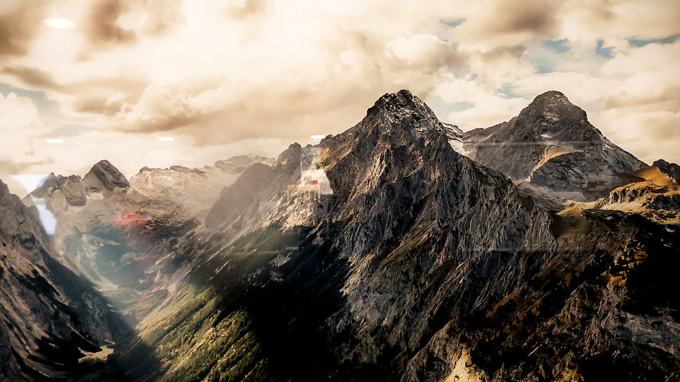 Beautiful mountain peaks against the clouds