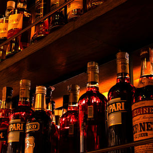 Shelves of liquor 