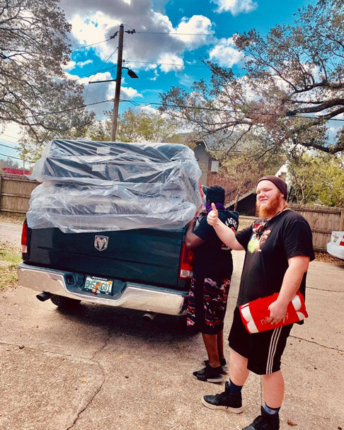 Queen mattress sets and pillows are in their way to a new house!