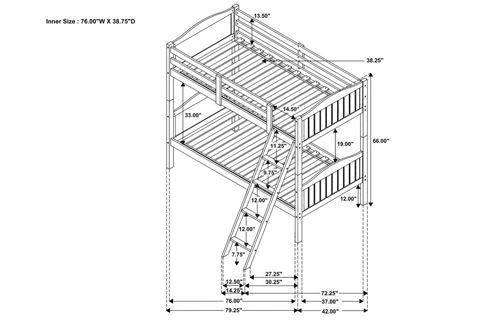 Thumbnail: Carroll Bunk Bed with Ladder Black (Twin over Twin)